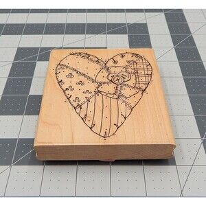 DOTS Quilted Heart Large Rubber Stamp R 147 4x4-1/2 Inch Valentine
